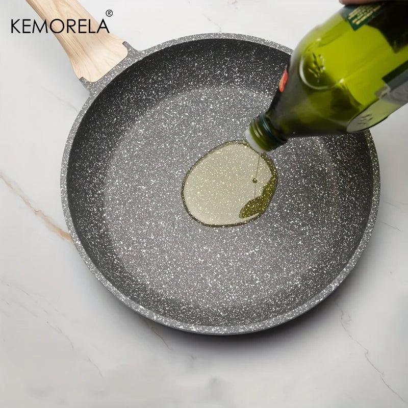 Granite-Coated Non-Stick Frying Pan with Wood-Effect Handle (20/24/28cm)