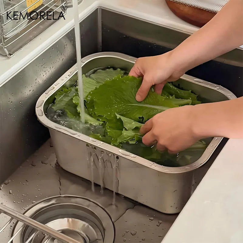 Stainless Steel Sink Strainer Basket with Drain Tray