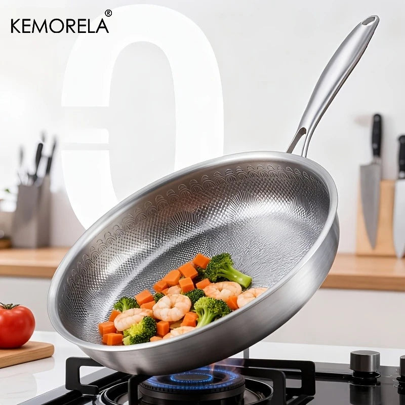 Honeycomb Textured Stainless Steel Frying Pan (24/26/28/30cm)