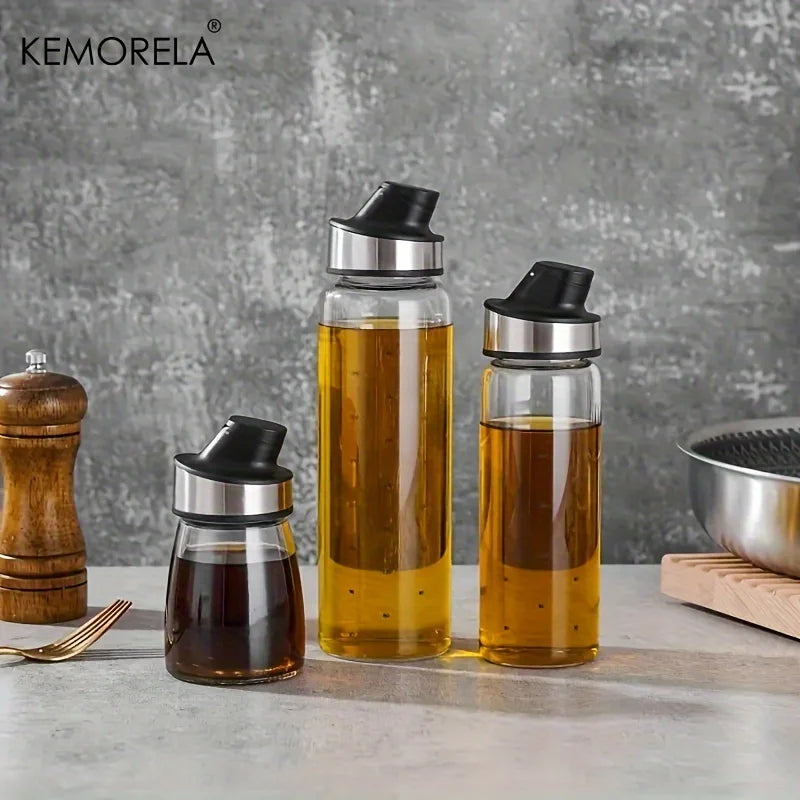Glass Oil Dispenser Bottle with Auto-Flip Spout