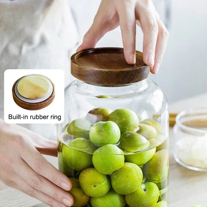 Large Glass Food Storage Jar with Acacia Wood Lid