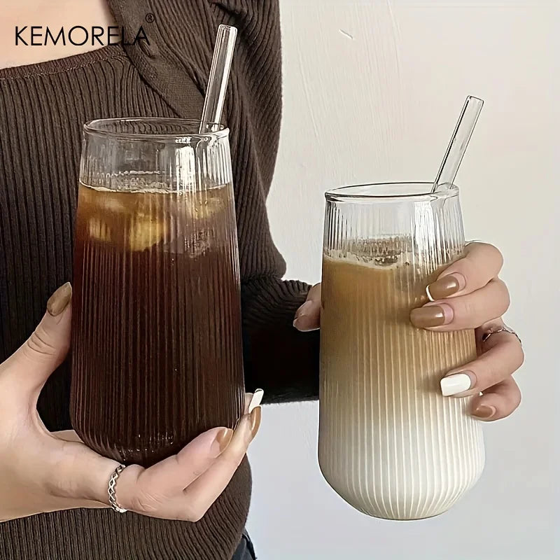 Tall Ribbed Glass Cups