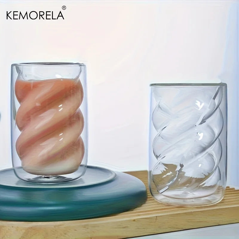 Double-Wall Twisted Glass Cup