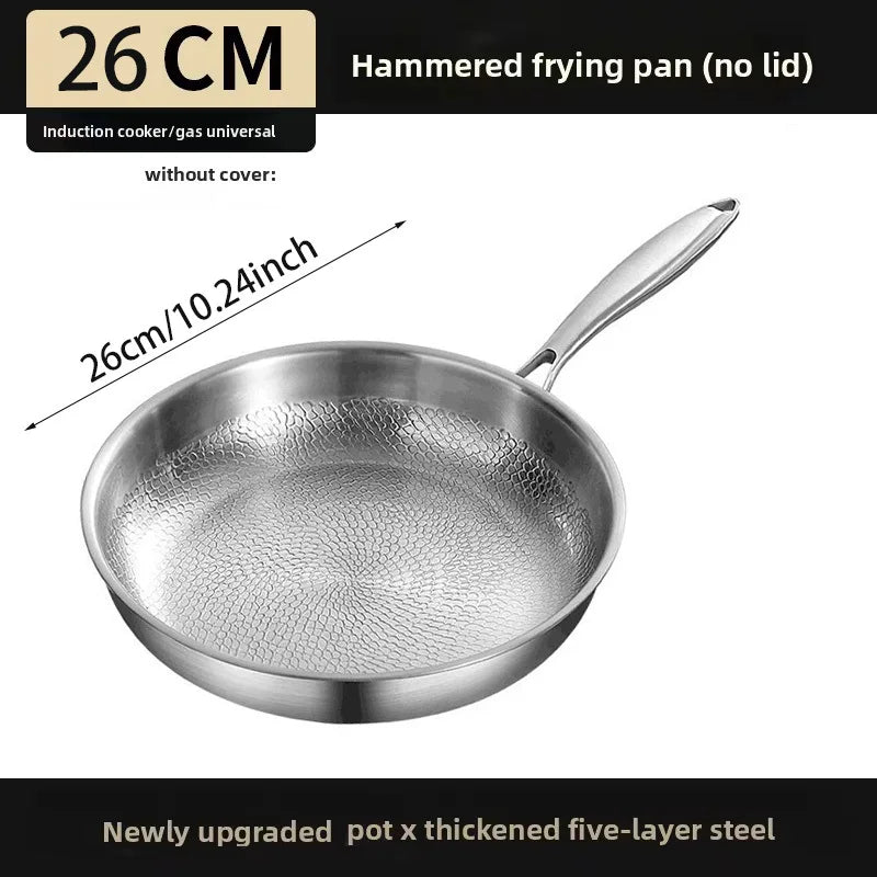 Hammered Stainless Steel Frying Pan