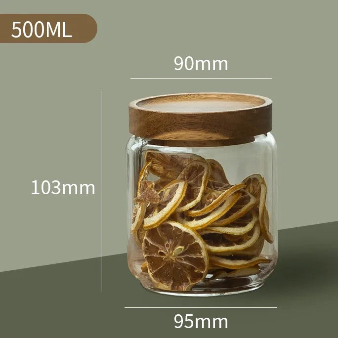 Glass Storage Jar with Acacia Wood Lid