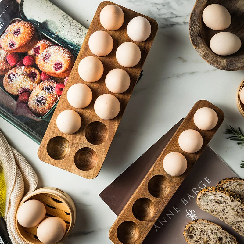 Solid Wood Egg Holder Tray