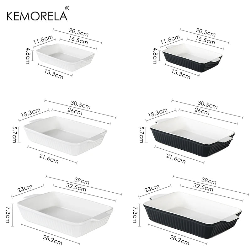 White Ceramic Baking Dish with Handles (Small / Large)
