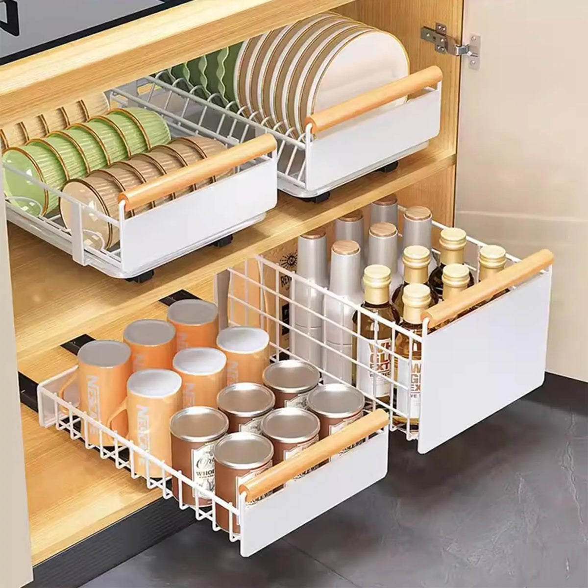 Sliding Drawer Under Sink Pantry Organizer