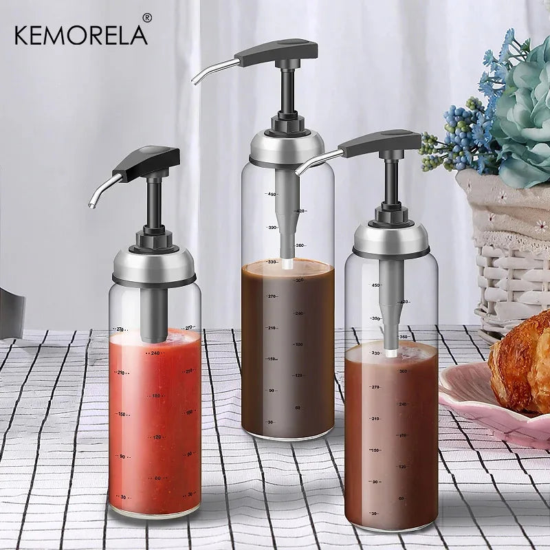 Glass Sauce Pump Dispenser Bottle
