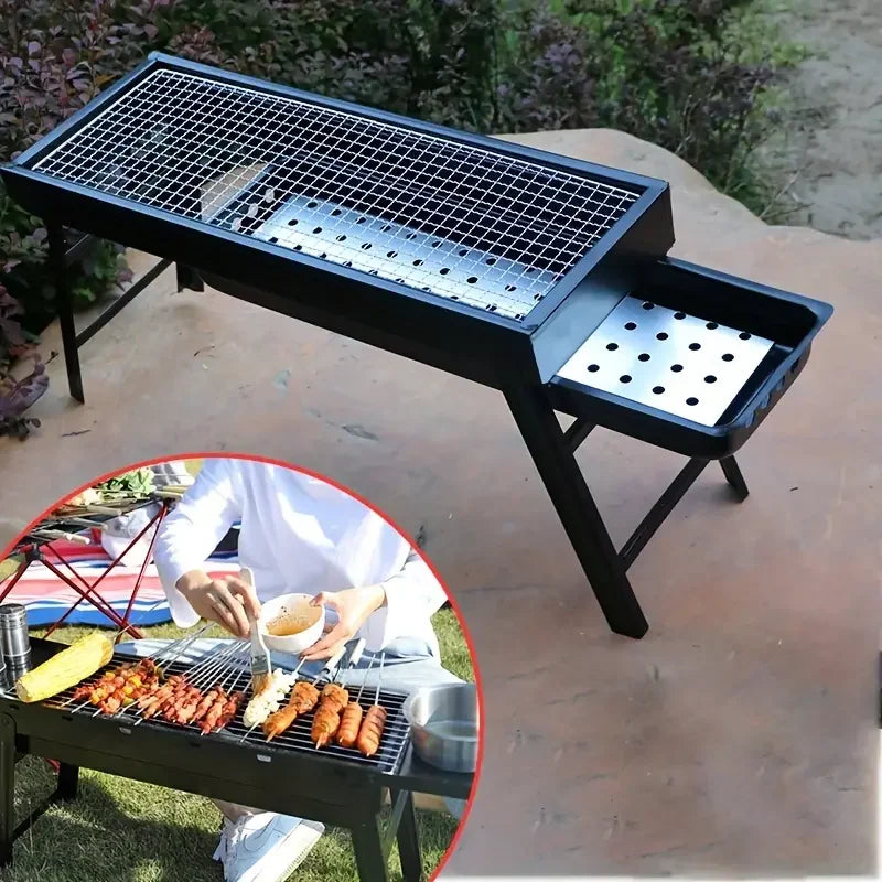 Portable Folding Charcoal BBQ Grill with Adjustable Legs (60/80cm)