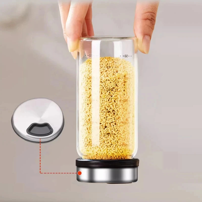 Glass Spice Jars with Flip-Top Stainless Steel Lids & Measurement Scale
