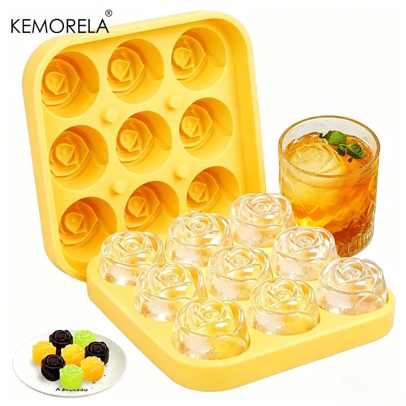 Rose-Shaped Silicone Ice Cube Mold Tray (12 Roses)