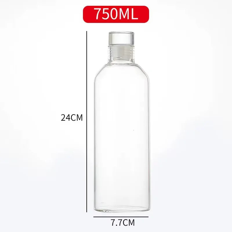Round Glass Water Bottle with Stainless Lid (300/500/700ml)