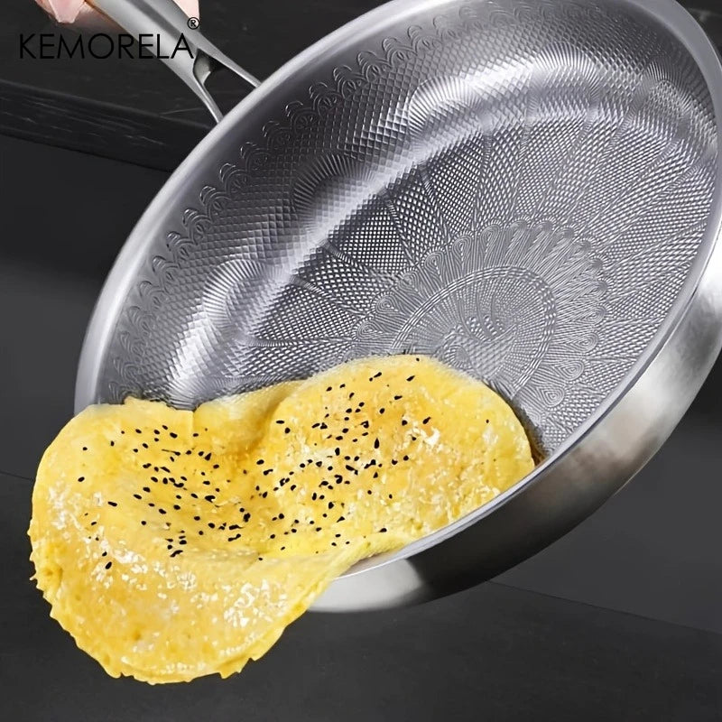 Honeycomb Textured Stainless Steel Frying Pan (24/26/28/30cm)