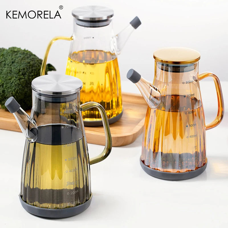 Glass Oil Dispenser with Scale & Stainless Lid (600/750/1000ml)
