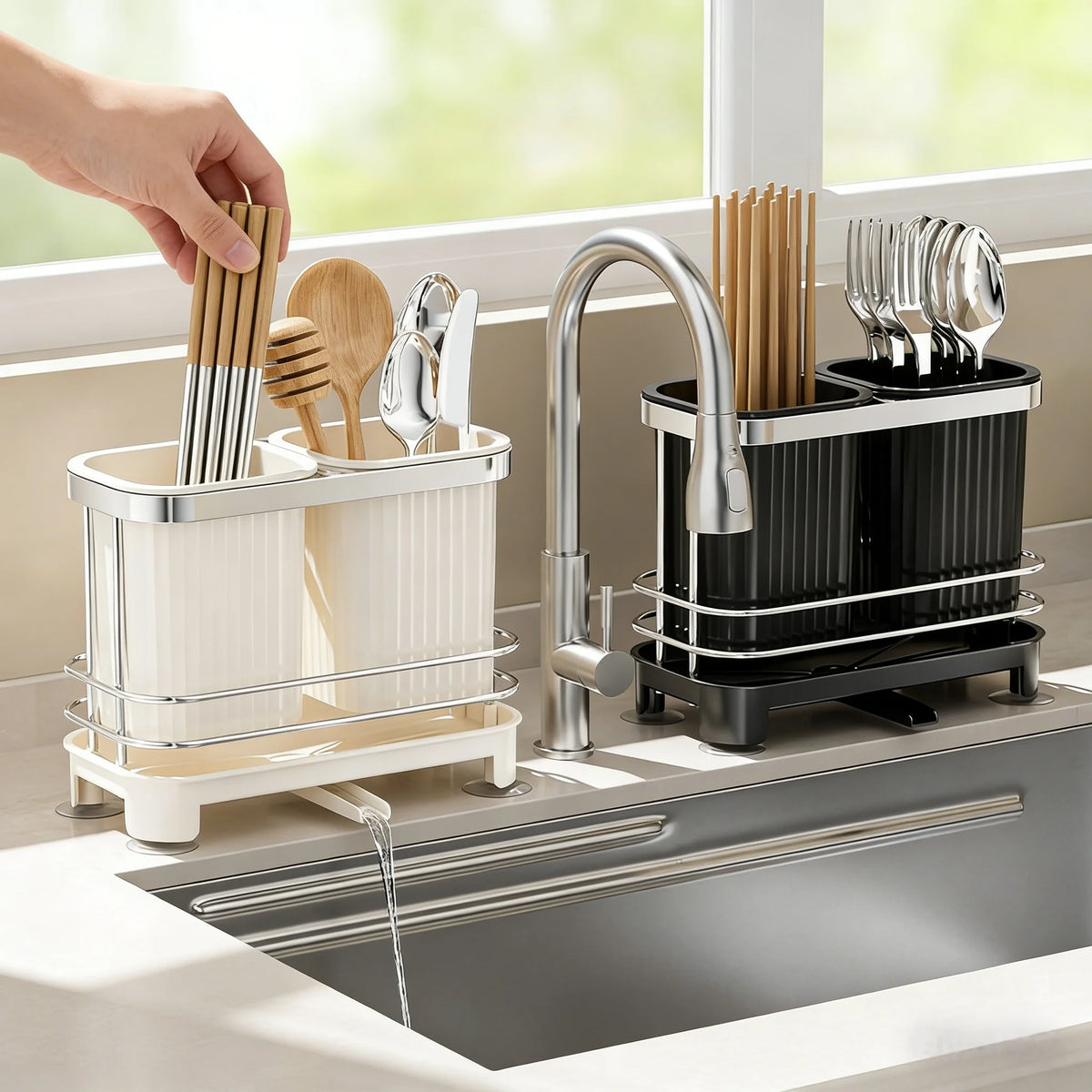 2-Section Cutlery Drainer