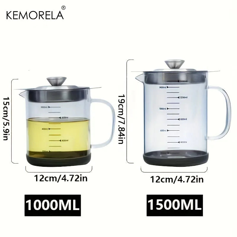 Large Glass Measuring Pitcher with Scale & Stainless Steel Lid (500ml–1.5L)