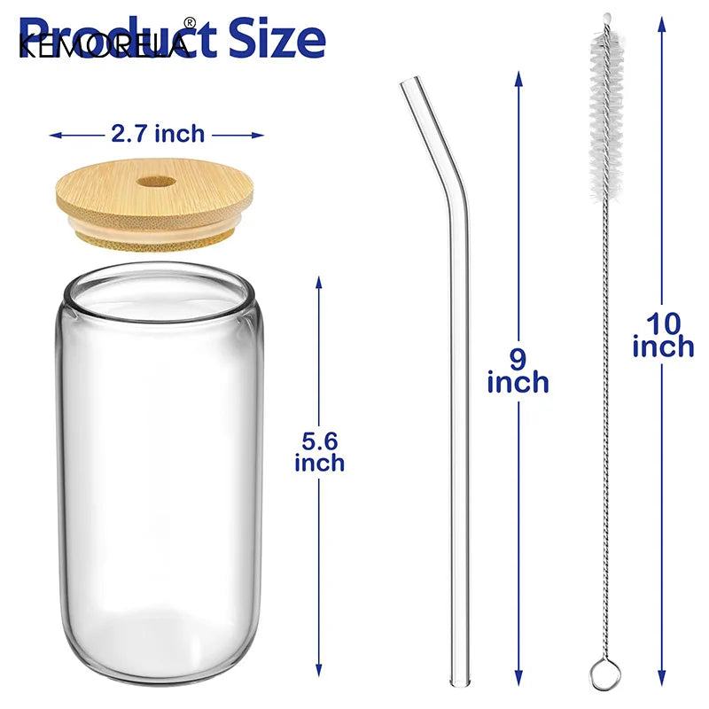 Glass Cups with Bamboo Lids
