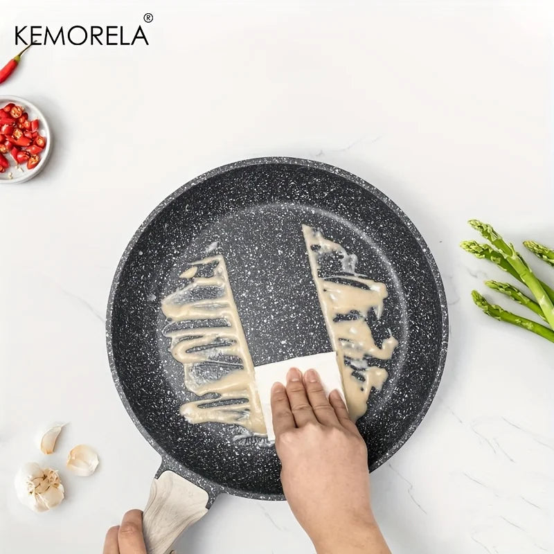 Granite-Coated Non-Stick Frying Pan with Wood-Effect Handle (20/24/28cm)