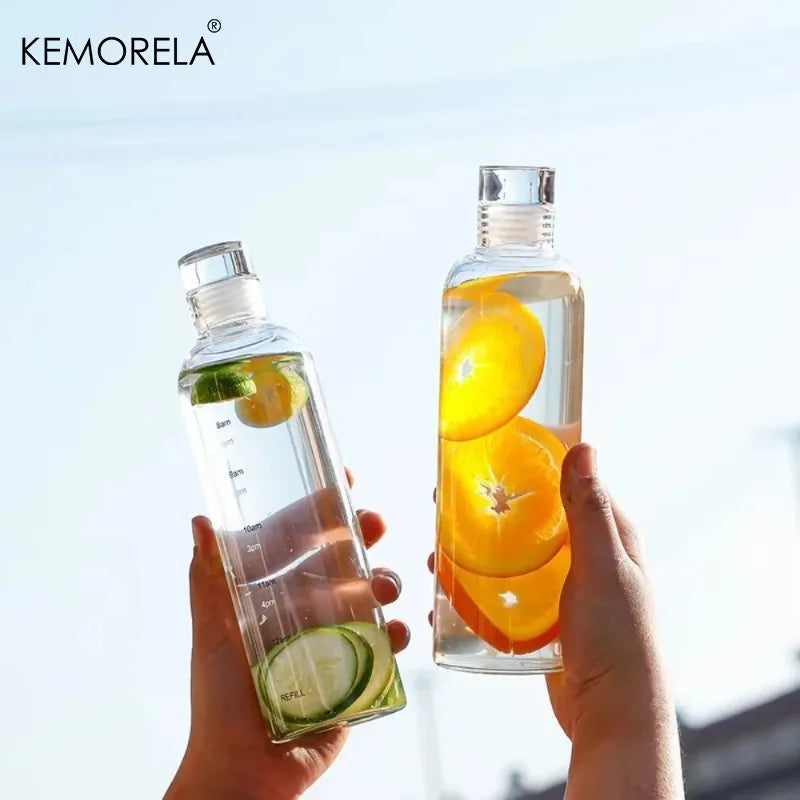 Round Glass Water Bottle with Stainless Lid (300/500/700ml)