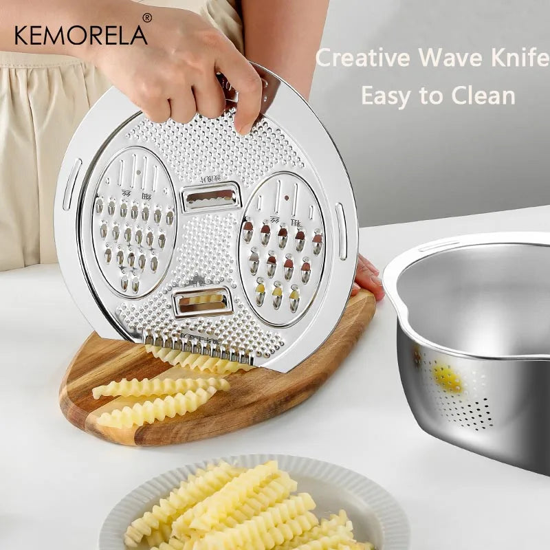 Stainless Steel Multi-Grater Bowl with 4 Grating Surfaces