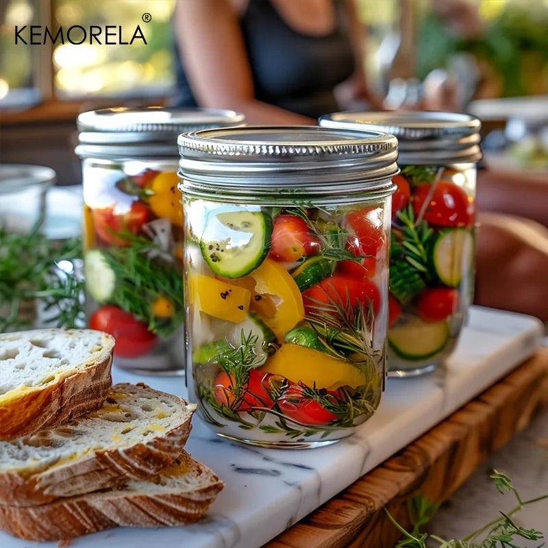 Wide-Mouth Mason Jars with Metal Lids (Set of 4)