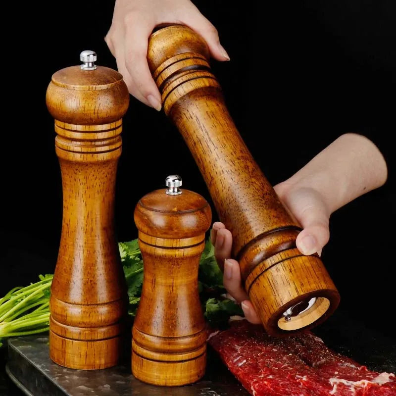 Solid Wood Manual Pepper & Salt Grinder Mill (5"/8"/12")