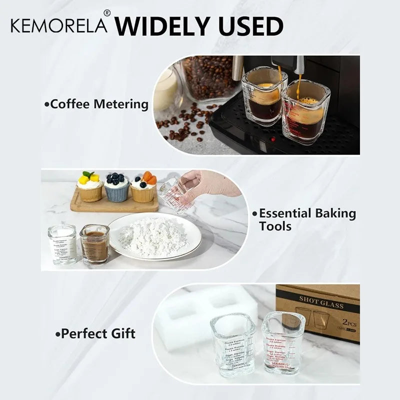 Square Glass Espresso Measuring Cup (60ml)