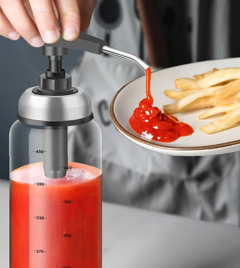 Glass Sauce Pump Dispenser Bottle