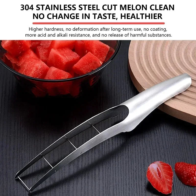 Stainless Steel Watermelon Slicer & Cube Cutter Tongs (2-in-1)