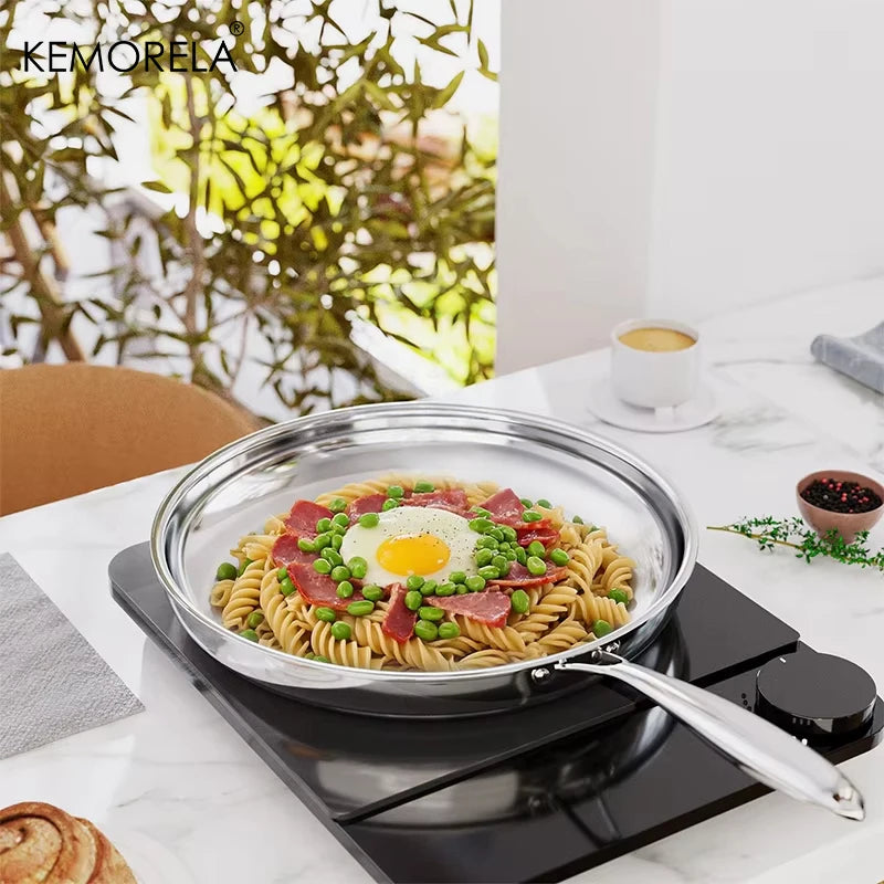 Tri-Ply Stainless Steel Frying Pan with Silicone Spatula Gift Set (22/24/26/28cm)