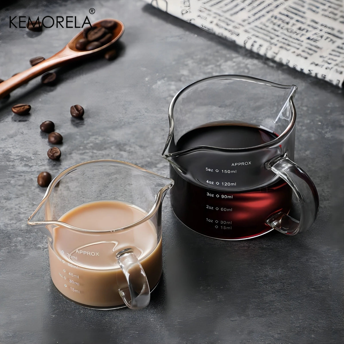 Glass Espresso Shot Measuring Cup with Pour Spout (90/150ml)