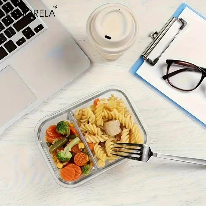 Glass Lunch Box with Divider & Locking Lid