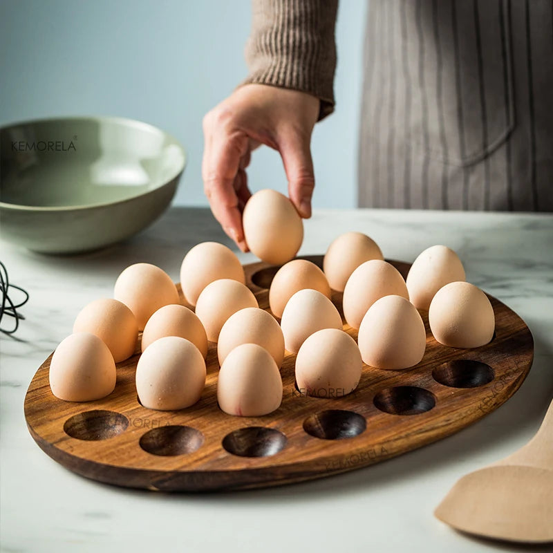 Solid Wood Egg Holder Tray