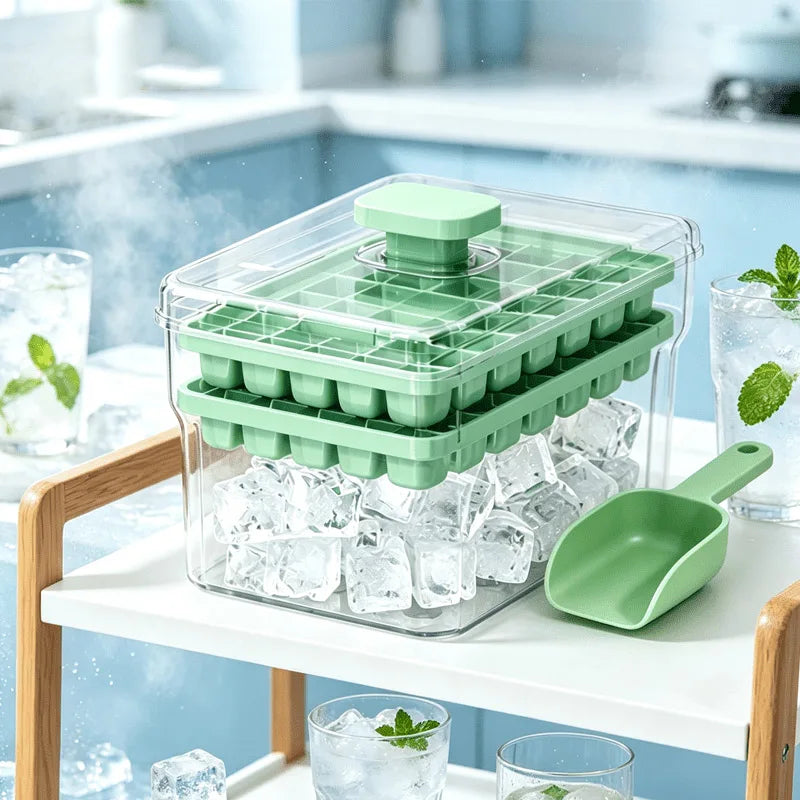 Ice Cube Tray with Storage Box & Scoop