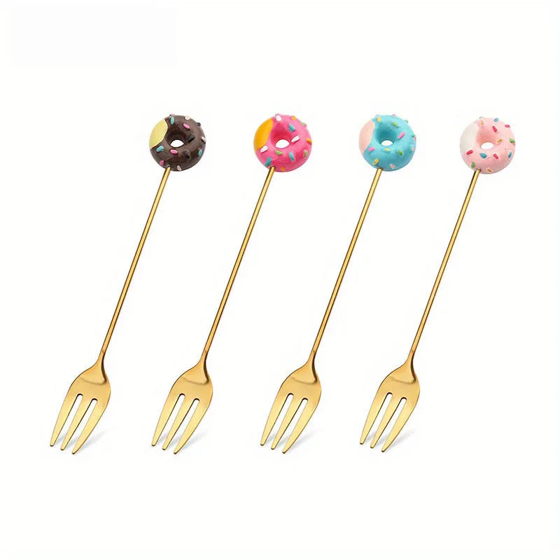 Gold Dessert Spoon & Fork Set