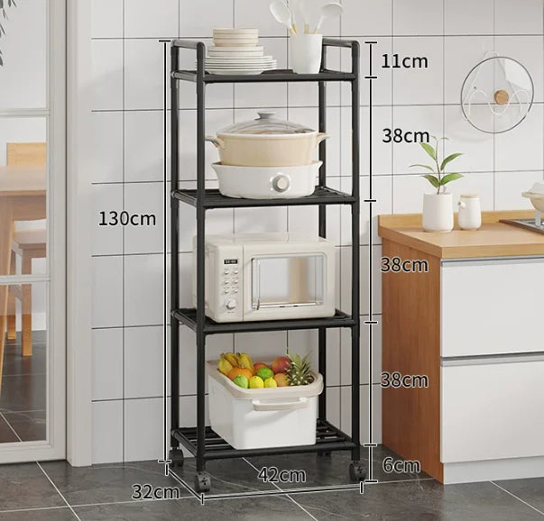 Rolling Metal Storage Cart with Wire Shelves