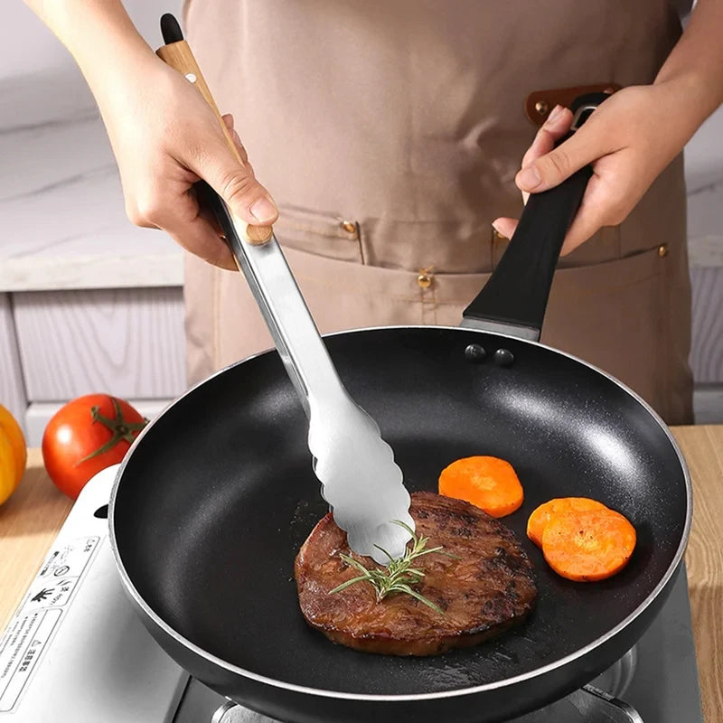 Wooden Handle Food Tongs (Heavy Duty)
