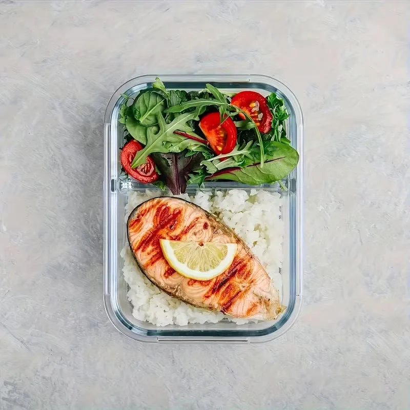 Glass Lunch Box with Divider & Locking Lid