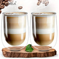 Double-Wall Glass Latte Cup (Set of 4, 350/450ml)