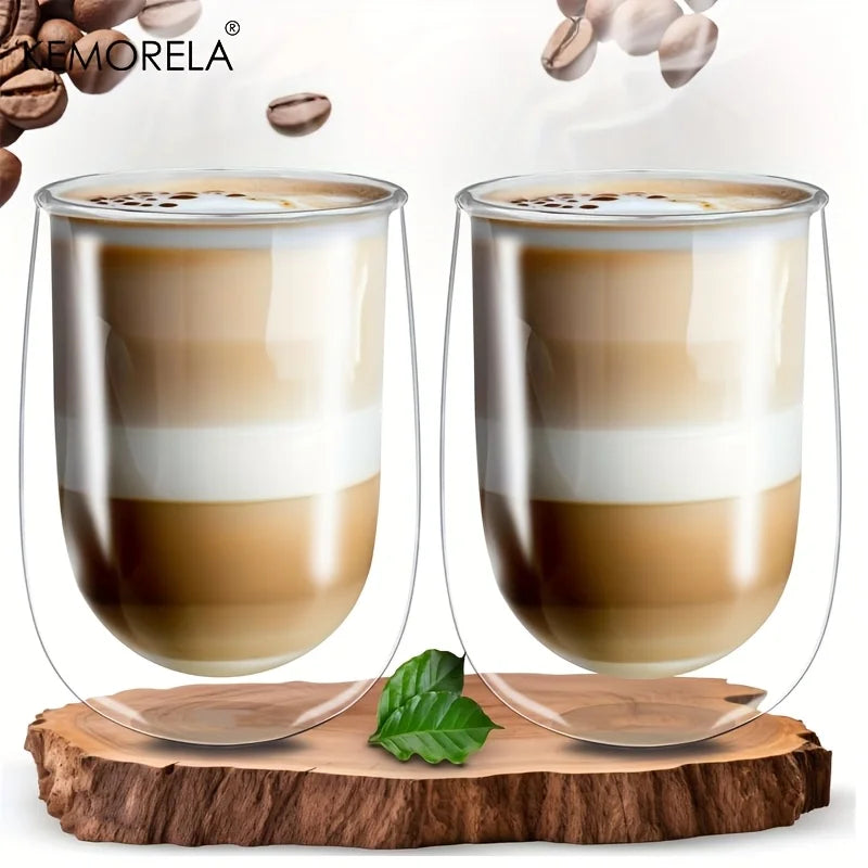 Double-Wall Glass Latte Cup (Set of 4, 350/450ml)