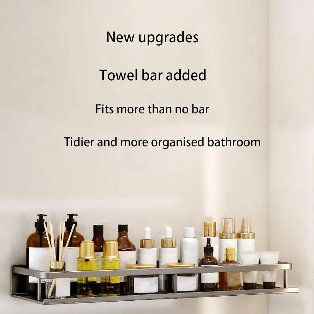 No-Drill Shower Wall Shelf with Hooks