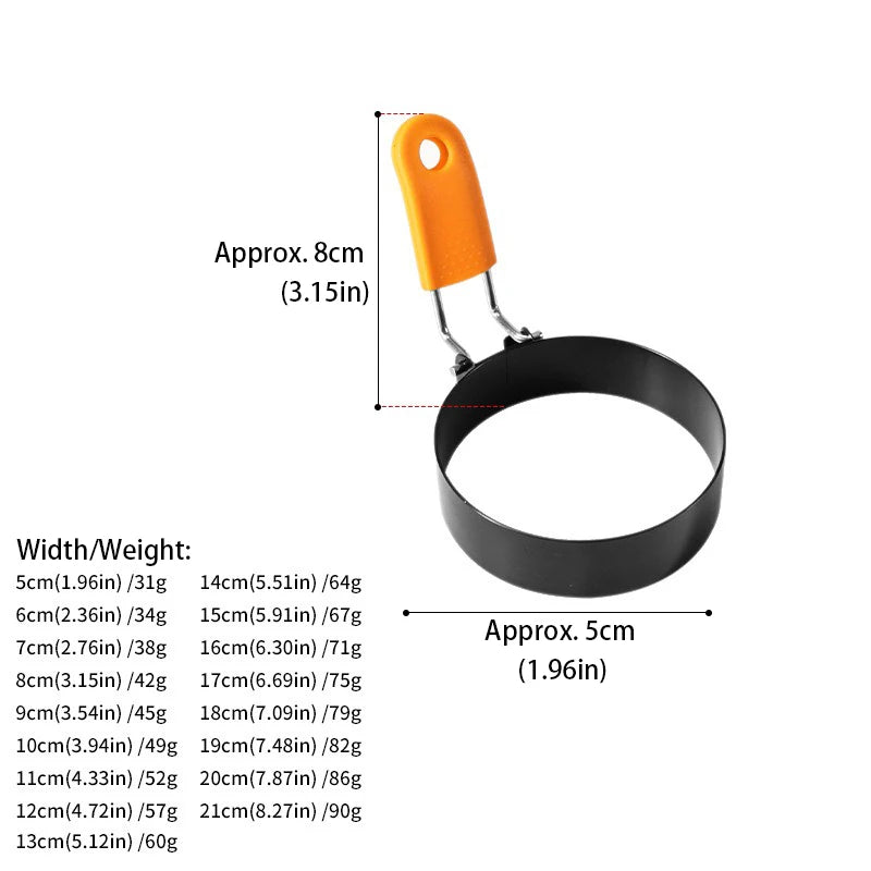 Non-Stick Fried Egg Ring Mold with Silicone Handle