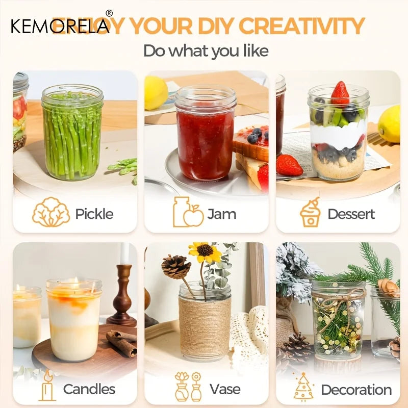 Wide-Mouth Mason Jars with Metal Lids (Set of 4)