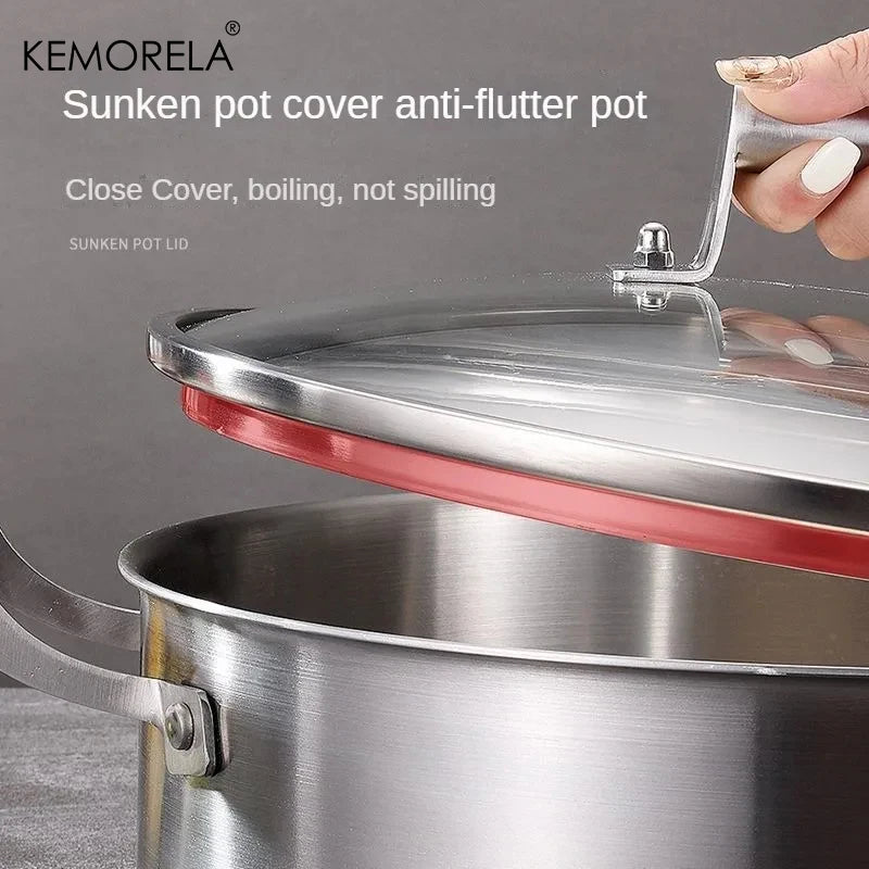 Stainless Steel Deep Cooking Pot with Glass Lid — All Hob Types