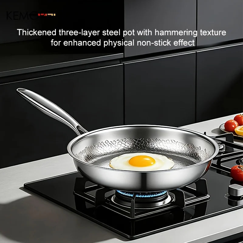 Hammered Stainless Steel Frying Pan