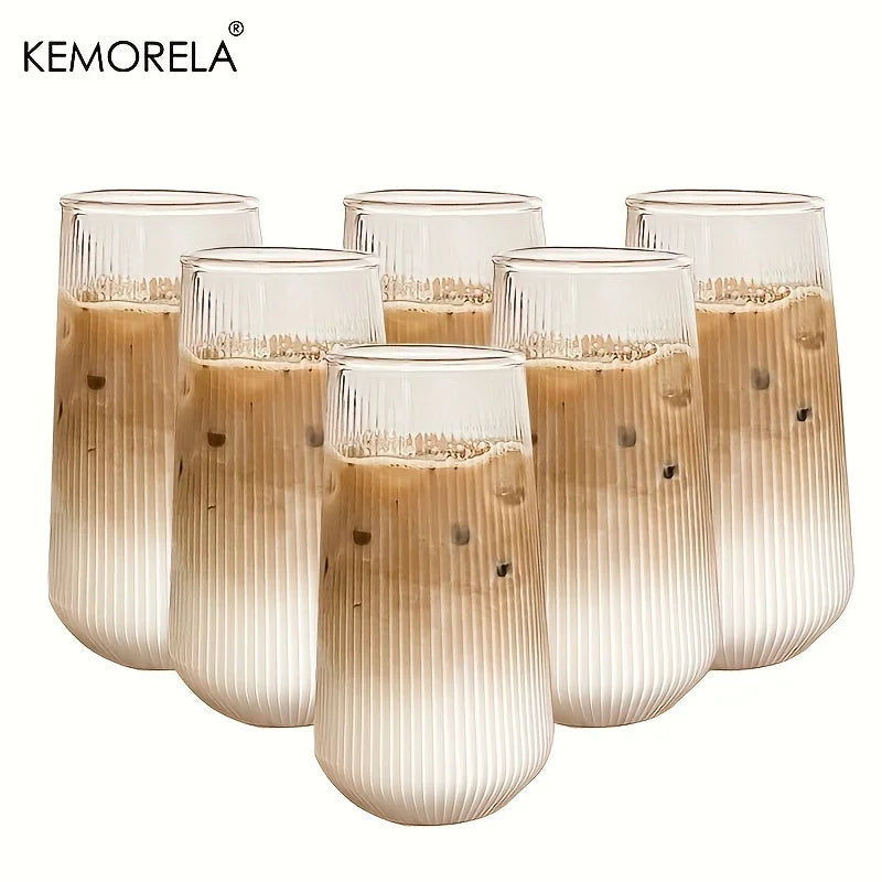 Tall Ribbed Glass Cups
