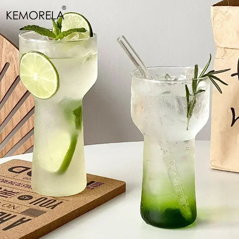 Gradient Tinted Glass Tumbler with Glass Straw (2pcs)