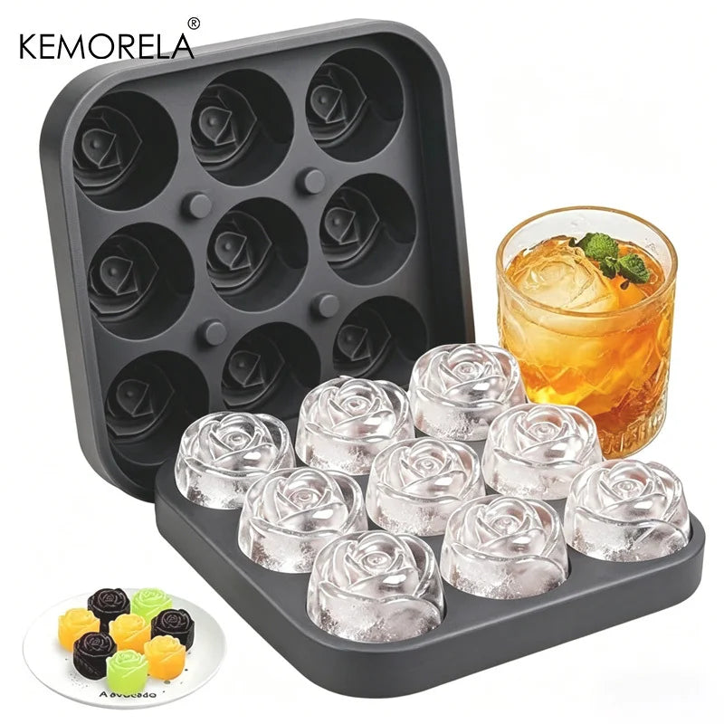 Rose-Shaped Silicone Ice Cube Mold Tray (12 Roses)