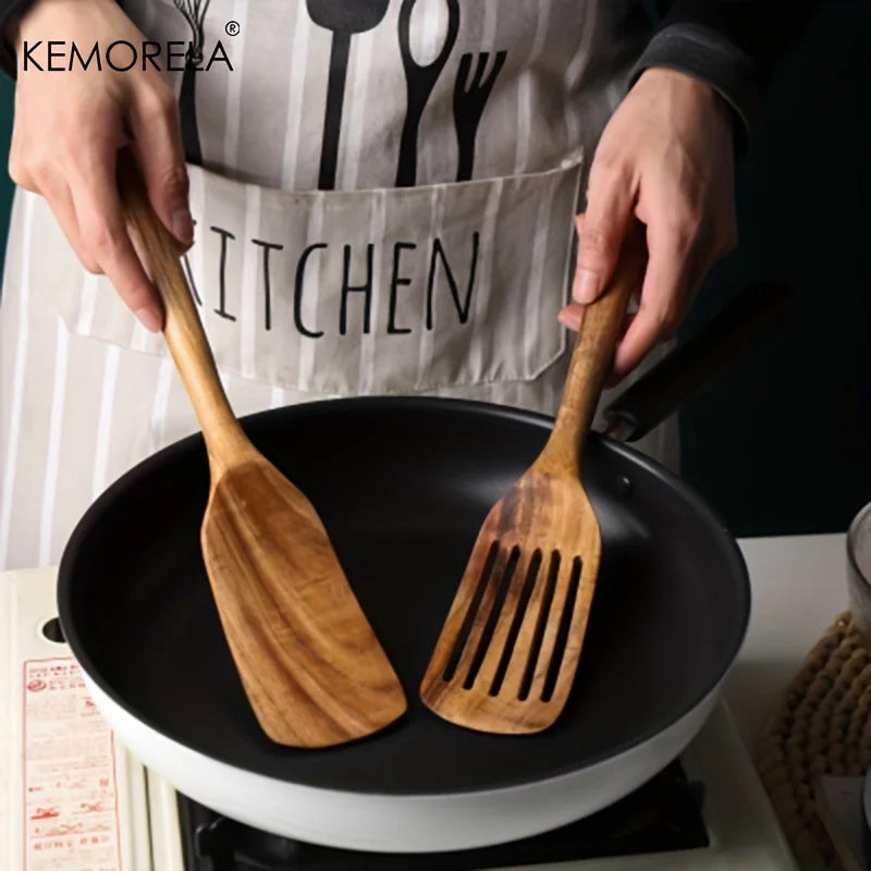 Teak Wood Spatula & Slotted Turner Set (2pcs)